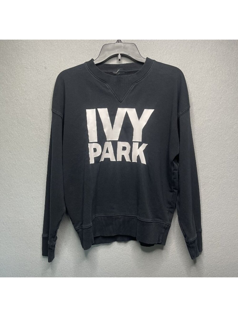 Ivy Park Black Crewneck Sweatshirt XS Block Logo Front